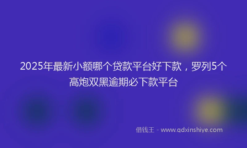2025年最新小额哪个贷款平台好下款，罗列5个高炮双黑逾期必下款平台