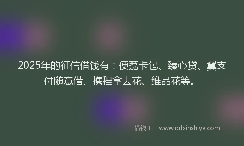 2025年的征信借钱有：便荔卡包、臻心贷、翼支付随意借、携程拿去花、维品花等。