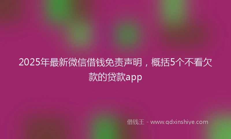 2025年最新微信借钱免责声明，概括5个不看欠款的贷款app