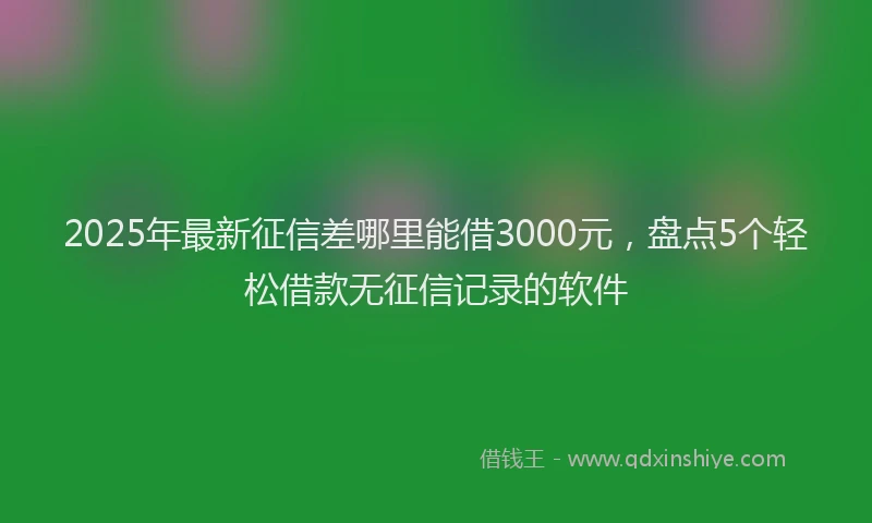 2025年最新征信差哪里能借3000元，盘点5个轻松借款无征信记录的软件
