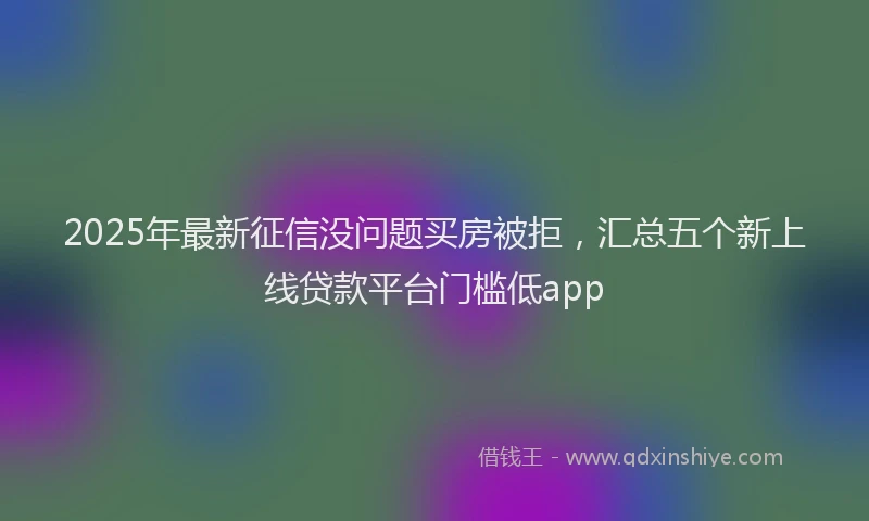 2025年最新征信没问题买房被拒，汇总五个新上线贷款平台门槛低app