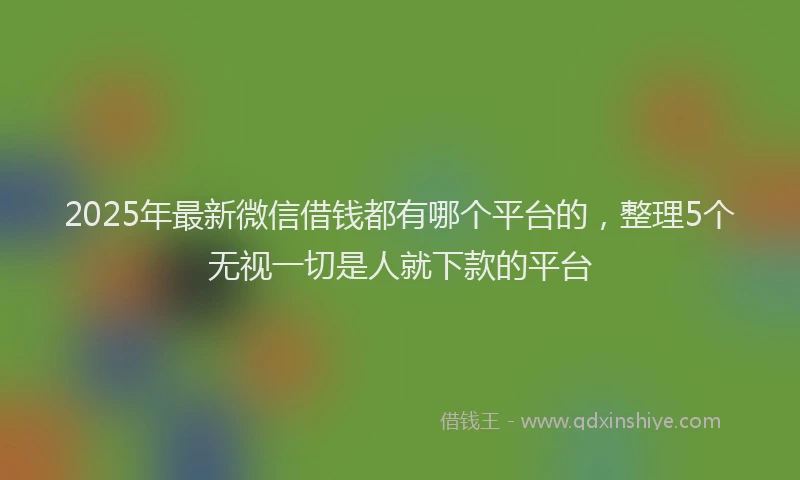 2025年最新微信借钱都有哪个平台的，整理5个无视一切是人就下款的平台