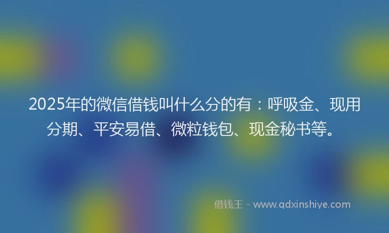 2025年的微信借钱叫什么分的有：呼吸金、现用分期、平安易借、微粒钱包、现金秘书等。