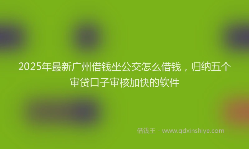 2025年最新广州借钱坐公交怎么借钱，归纳五个审贷口子审核加快的软件