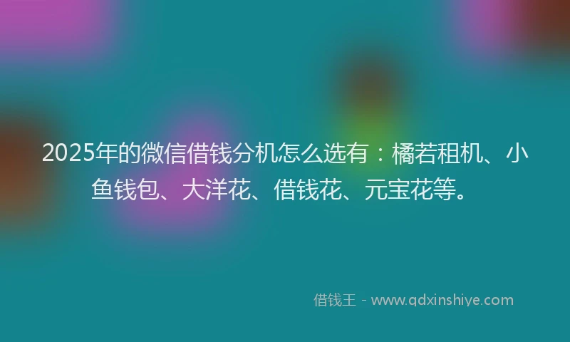 2025年的微信借钱分机怎么选有：橘若租机、小鱼钱包、大洋花、借钱花、元宝花等。
