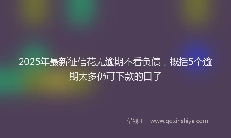 2025年最新征信花无逾期不看负债，概括5个逾期太多仍可下款的口子