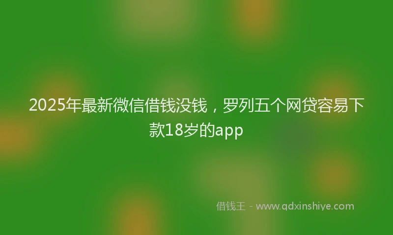 2025年最新微信借钱没钱，罗列五个网贷容易下款18岁的app