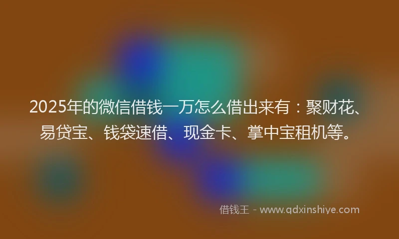 2025年的微信借钱一万怎么借出来有：聚财花、易贷宝、钱袋速借、现金卡、掌中宝租机等。