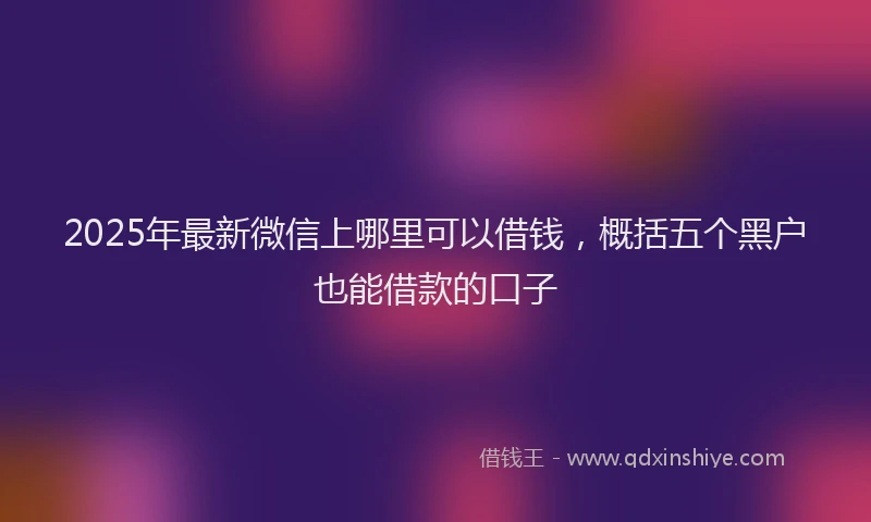 2025年最新微信上哪里可以借钱，概括五个黑户也能借款的口子