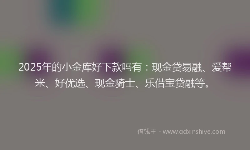 2025年的小金库好下款吗有：现金贷易融、爱帮米、好优选、现金骑士、乐借宝贷融等。