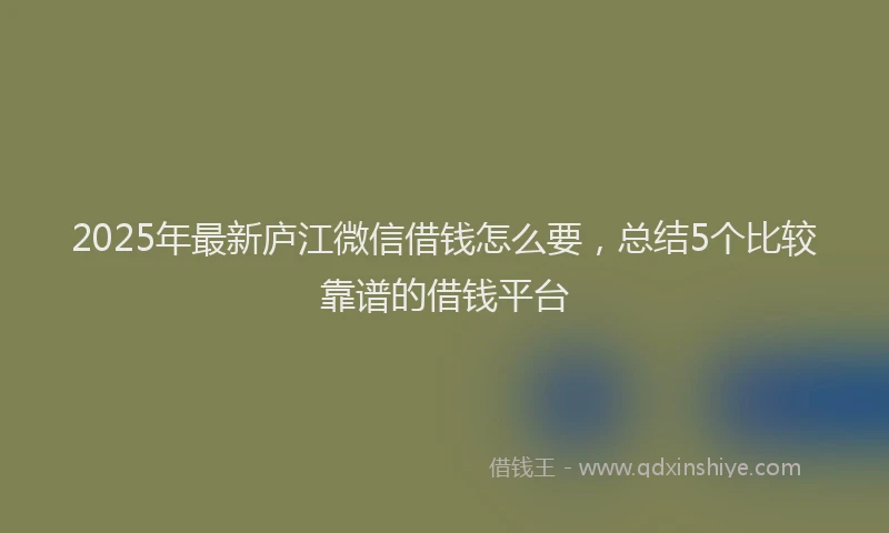 2025年最新庐江微信借钱怎么要，总结5个比较靠谱的借钱平台