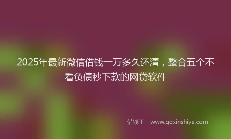 2025年最新微信借钱一万多久还清，整合五个不看负债秒下款的网贷软件