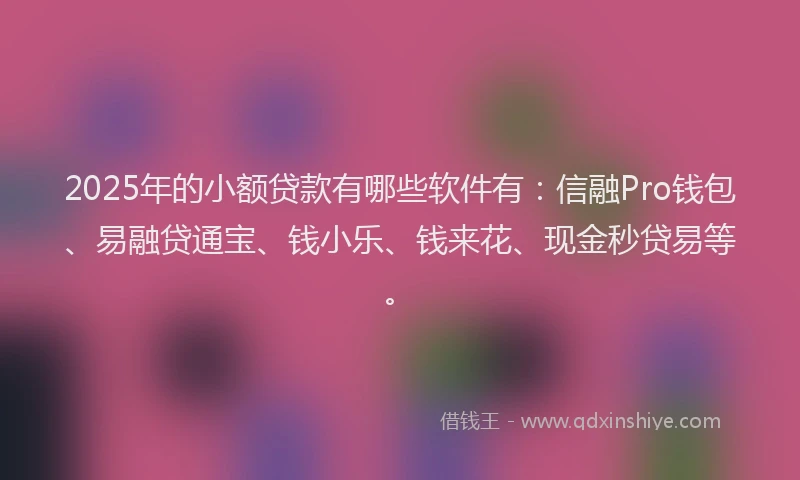 2025年的小额贷款有哪些软件有：信融Pro钱包、易融贷通宝、钱小乐、钱来花、现金秒贷易等。