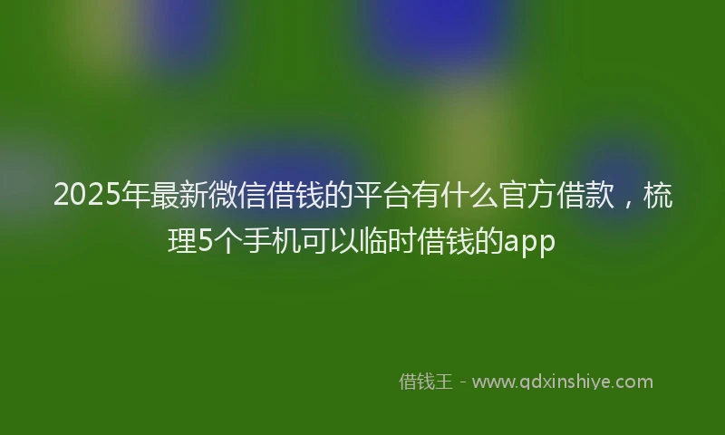 2025年最新微信借钱的平台有什么官方借款，梳理5个手机可以临时借钱的app