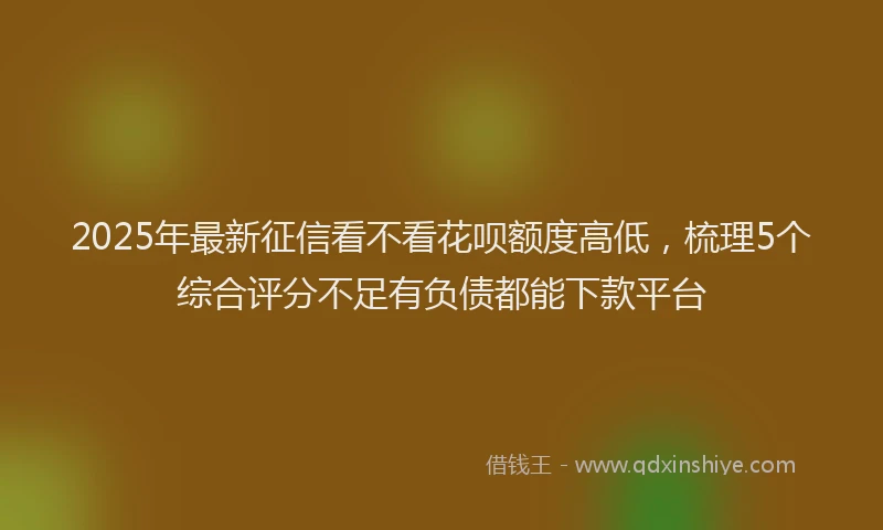 2025年最新征信看不看花呗额度高低，梳理5个综合评分不足有负债都能下款平台