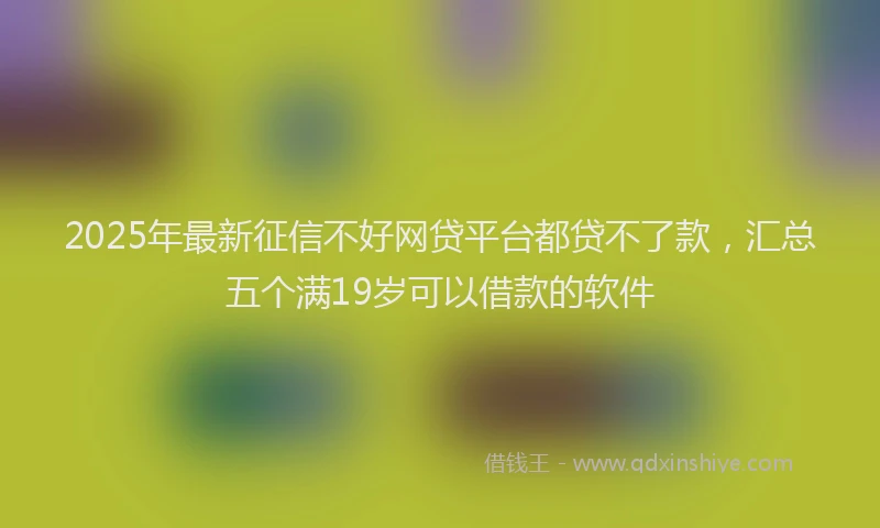 2025年最新征信不好网贷平台都贷不了款，汇总五个满19岁可以借款的软件