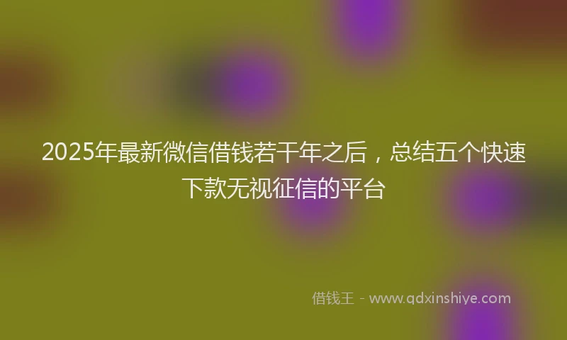 2025年最新微信借钱若干年之后，总结五个快速下款无视征信的平台