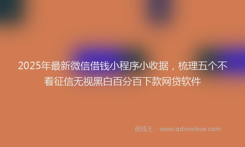 2025年最新微信借钱小程序小收据，梳理五个不看征信无视黑白百分百下款网贷软件