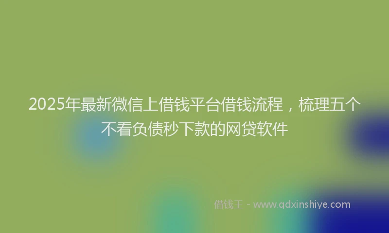 2025年最新微信上借钱平台借钱流程，梳理五个不看负债秒下款的网贷软件