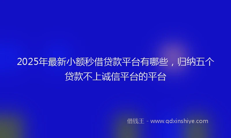 2025年最新小额秒借贷款平台有哪些，归纳五个贷款不上诚信平台的平台