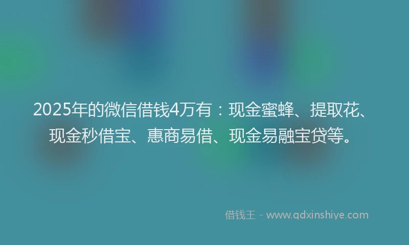 2025年的微信借钱4万有：现金蜜蜂、提取花、现金秒借宝、惠商易借、现金易融宝贷等。