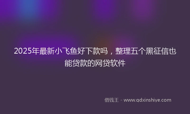 2025年最新小飞鱼好下款吗，整理五个黑征信也能贷款的网贷软件