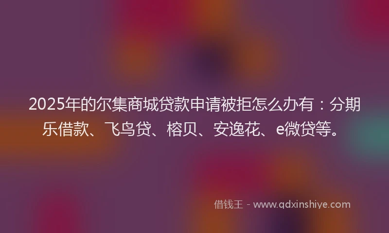 2025年的尔集商城贷款申请被拒怎么办有：分期乐借款、飞鸟贷、榕贝、安逸花、e微贷等。