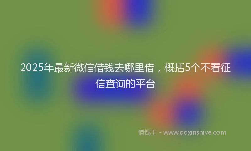 2025年最新微信借钱去哪里借，概括5个不看征信查询的平台