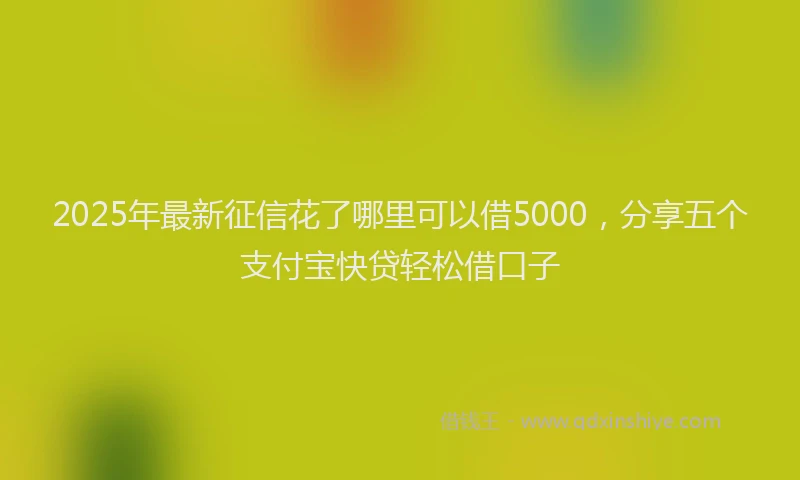 2025年最新征信花了哪里可以借5000，分享五个支付宝快贷轻松借口子