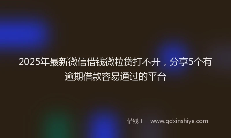 2025年最新微信借钱微粒贷打不开，分享5个有逾期借款容易通过的平台