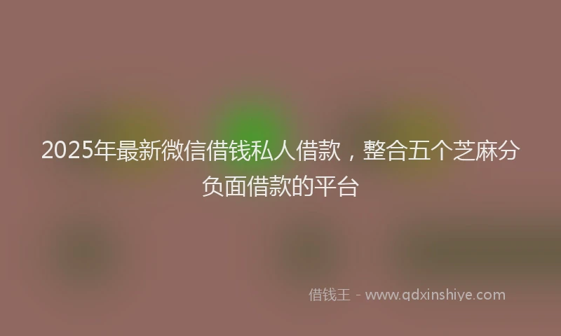2025年最新微信借钱私人借款，整合五个芝麻分负面借款的平台