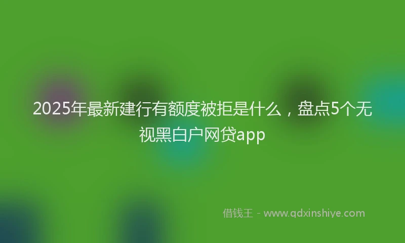 2025年最新建行有额度被拒是什么，盘点5个无视黑白户网贷app