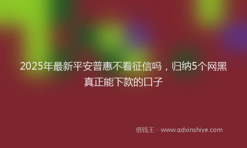 2025年最新平安普惠不看征信吗，归纳5个网黑真正能下款的口子