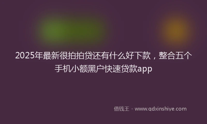 2025年最新很拍拍贷还有什么好下款，整合五个手机小额黑户快速贷款app