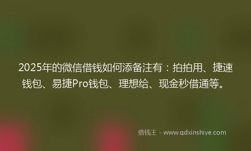 2025年的微信借钱如何添备注有：拍拍用、捷速钱包、易捷Pro钱包、理想给、现金秒借通等。