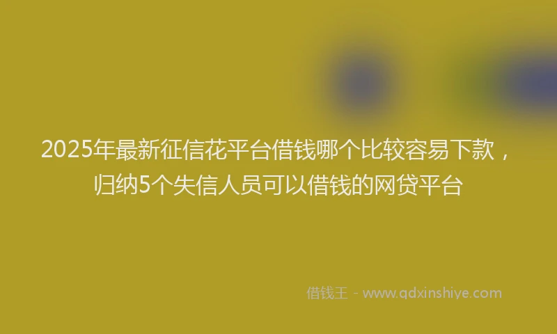 2025年最新征信花平台借钱哪个比较容易下款，归纳5个失信人员可以借钱的网贷平台