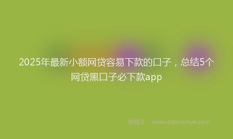 2025年最新小额网贷容易下款的口子，总结5个网贷黑口子必下款app
