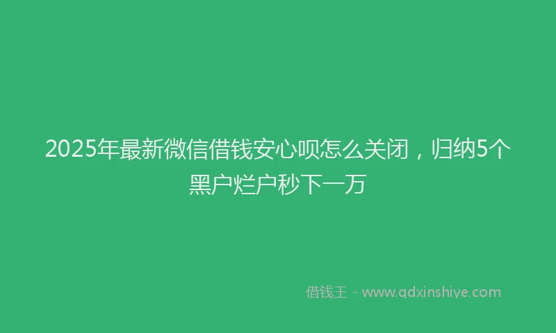 2025年最新微信借钱安心呗怎么关闭，归纳5个黑户烂户秒下一万