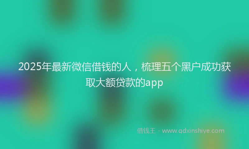 2025年最新微信借钱的人，梳理五个黑户成功获取大额贷款的app