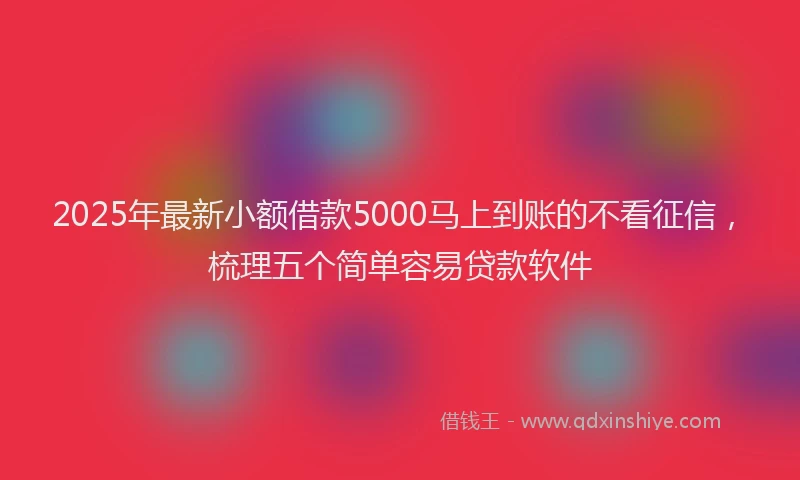 2025年最新小额借款5000马上到账的不看征信，梳理五个简单容易贷款软件