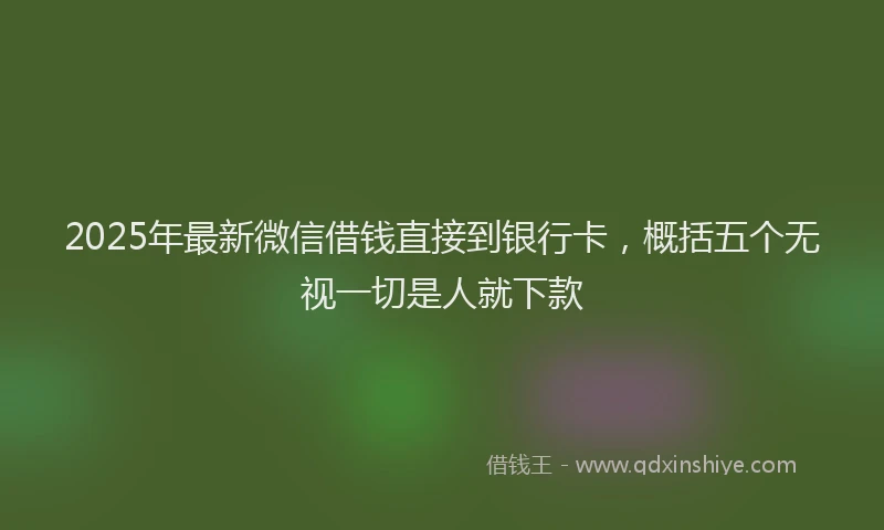 2025年最新微信借钱直接到银行卡，概括五个无视一切是人就下款