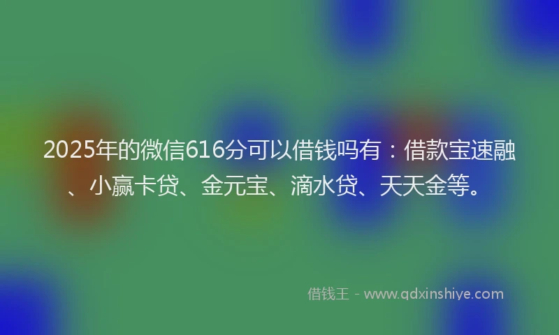 2025年的微信616分可以借钱吗有：借款宝速融、小赢卡贷、金元宝、滴水贷、天天金等。