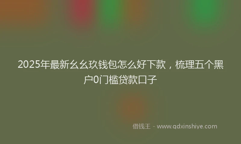 2025年最新幺幺玖钱包怎么好下款，梳理五个黑户0门槛贷款口子