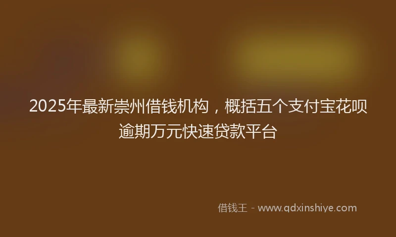 2025年最新崇州借钱机构，概括五个支付宝花呗逾期万元快速贷款平台