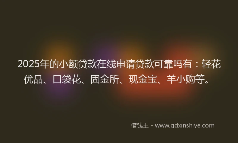 2025年的小额贷款在线申请贷款可靠吗有：轻花优品、口袋花、固金所、现金宝、羊小购等。