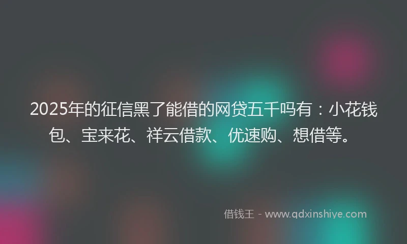 2025年的征信黑了能借的网贷五千吗有：小花钱包、宝来花、祥云借款、优速购、想借等。