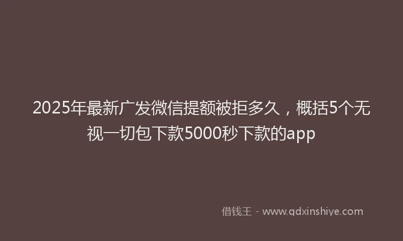 2025年最新广发微信提额被拒多久，概括5个无视一切包下款5000秒下款的app