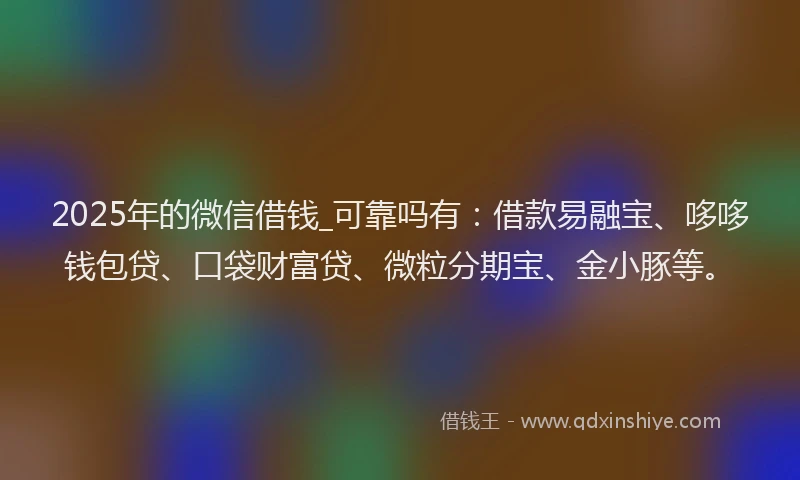 2025年的微信借钱_可靠吗有：借款易融宝、哆哆钱包贷、口袋财富贷、微粒分期宝、金小豚等。