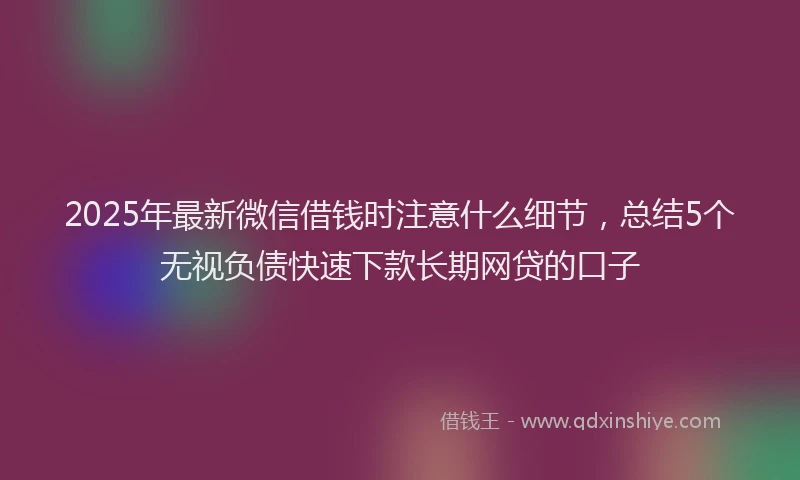 2025年最新微信借钱时注意什么细节，总结5个无视负债快速下款长期网贷的口子
