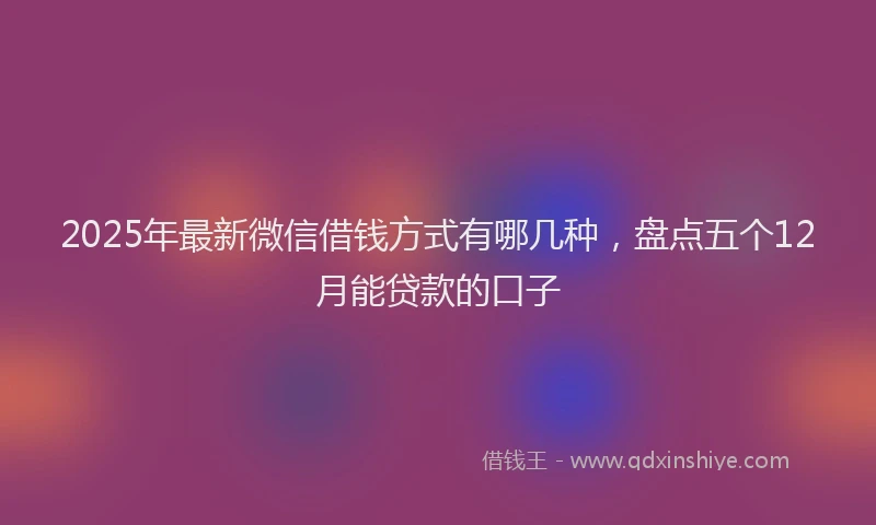 2025年最新微信借钱方式有哪几种，盘点五个12月能贷款的口子